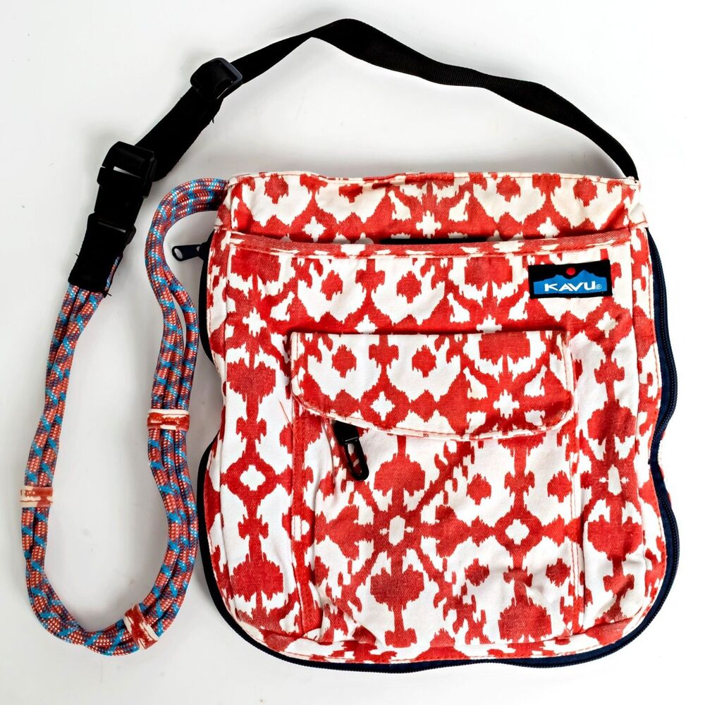 KAVU Canvas Bag - Sling / Shoulder / Red / White
